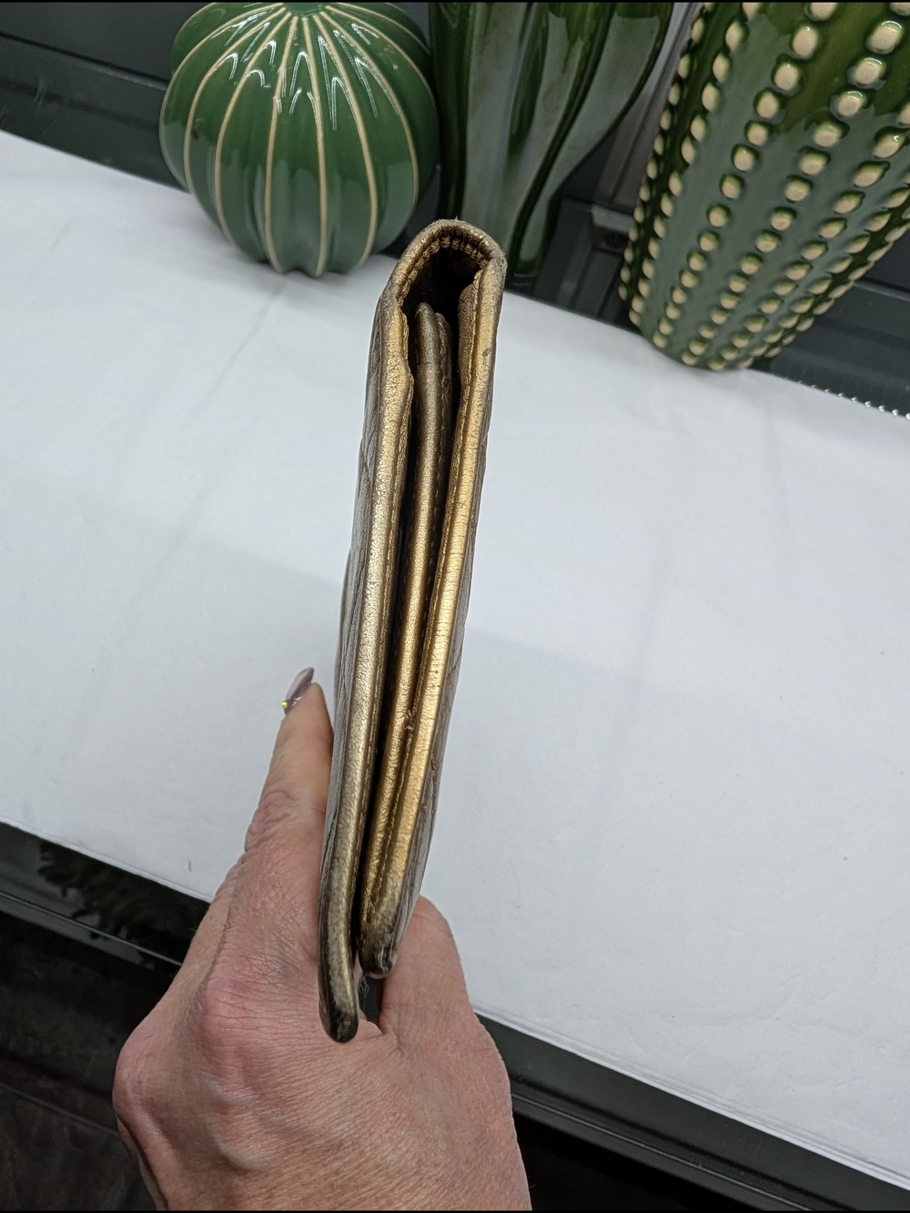 Chanel Quilted CC Wallet in Metallic Gold W/Authenticity Card - Picture 6 of 11